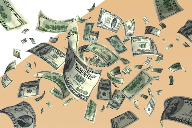 un tas de billets d'un dollar avec les mots dollar au fond