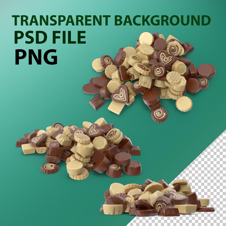 PSD tas de bonbons au chocolat aux truffes png