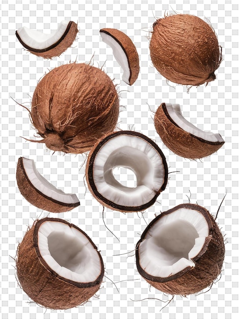 PSD un tas de noix de coco avec un trou au milieu