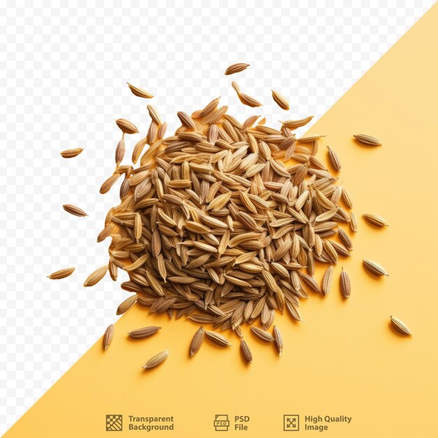 PSD un tas de riz avec un fond de grains de blé.