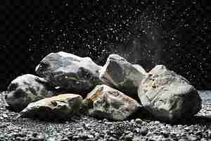 PSD un tas de rochers avec un fond blanc avec un fond noir