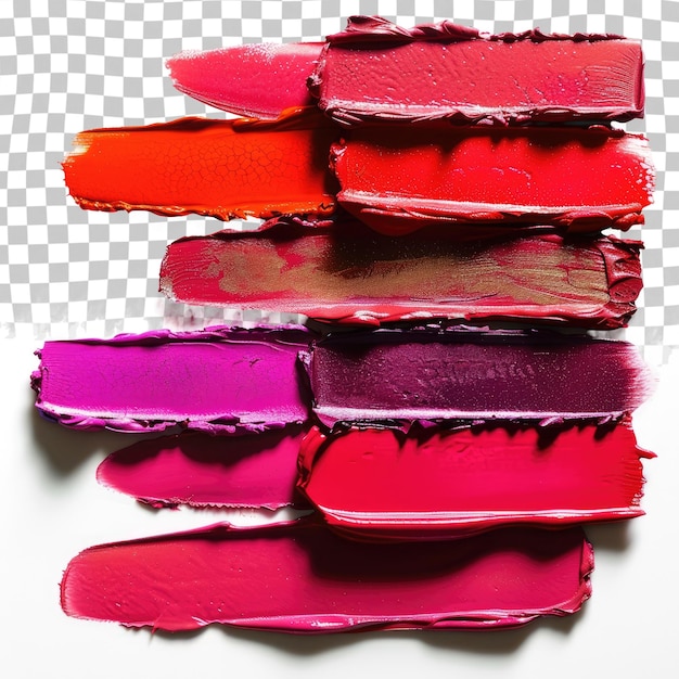 PSD un tas de rouge à lèvres de différentes couleurs sont posés sur une surface à carreaux