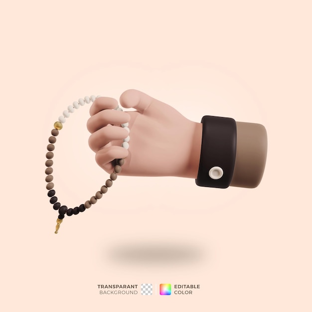 Tasbih 3D Icon Recordatorio espiritual y herramienta de meditación en diseño web y de aplicaciones