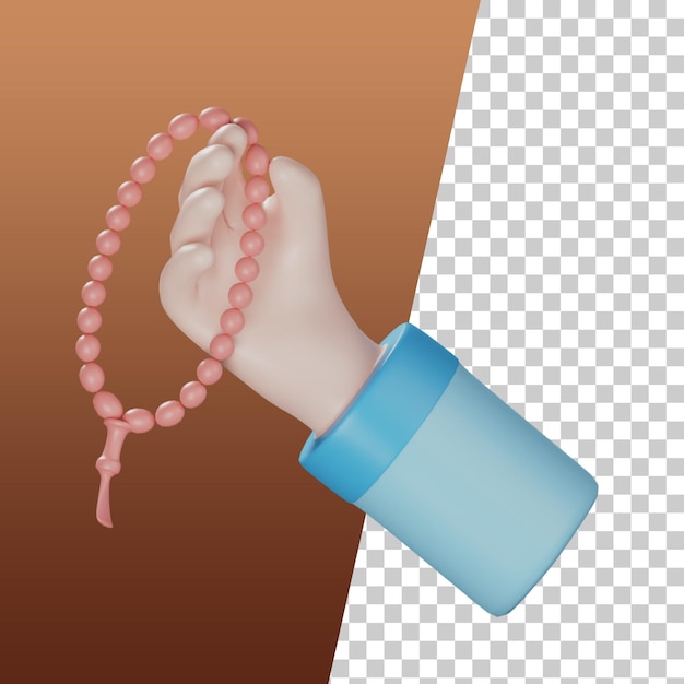 PSD tasbih mano gesto 3d render ilustración