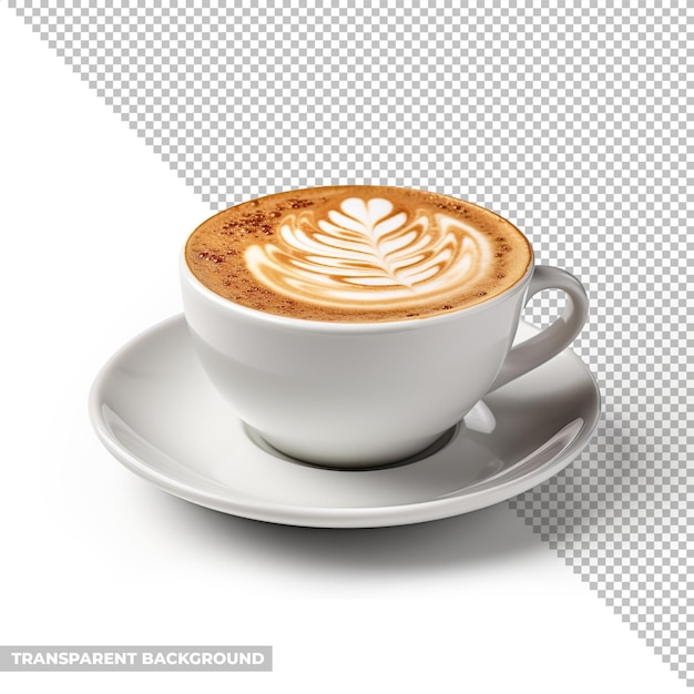 tasse d'art latte sur un café cappuccino isolé sans fond