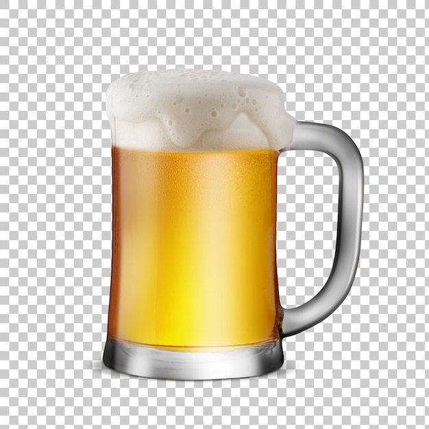 PSD tasse de bière avec mousse mousseuse png transparence avec ombre