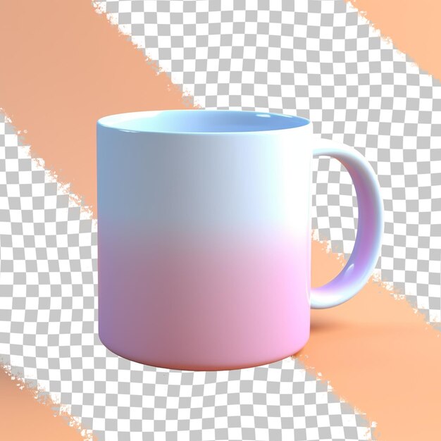 PSD une tasse bleue avec un dessin rose et bleu sur le fond