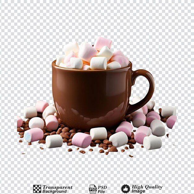 PSD tasse de cacao et marshmallows isolés sur un fond transparent