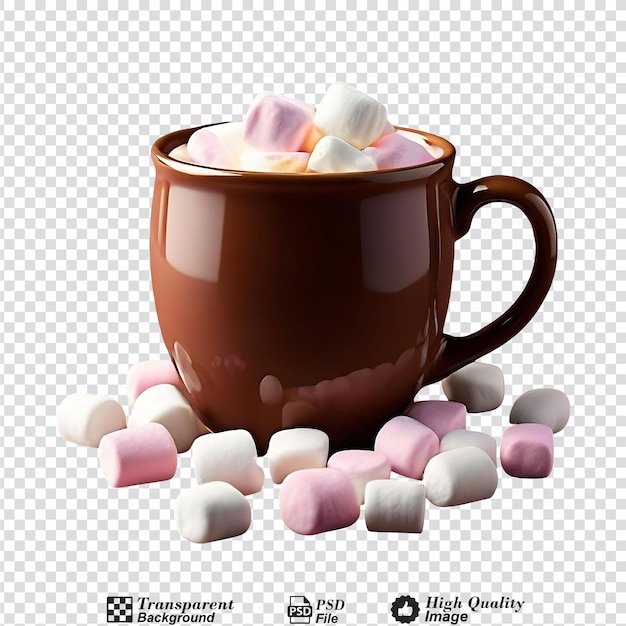 PSD tasse de cacao et marshmallows isolés sur un fond transparent