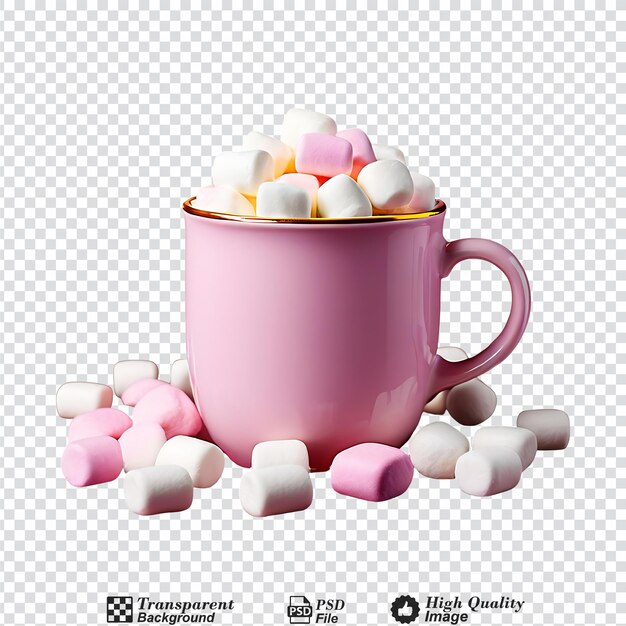 PSD tasse de cacao et marshmallows isolés sur un fond transparent