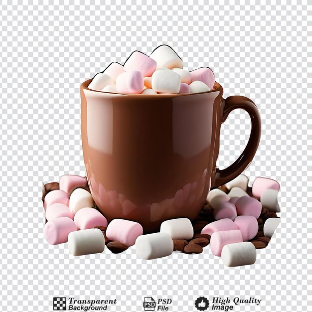 PSD tasse de cacao et marshmallows isolés sur un fond transparent