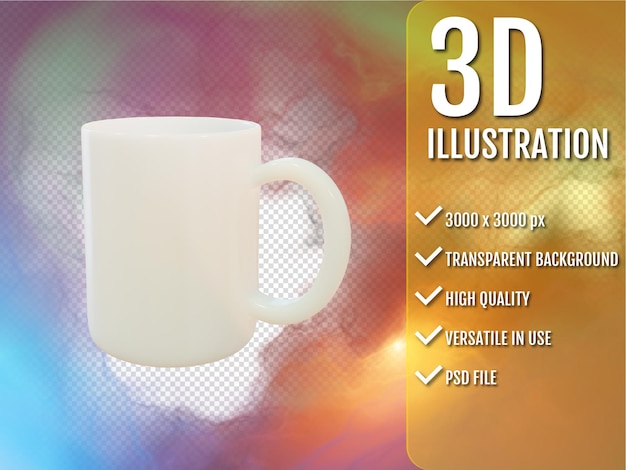 Tasse à Café Blanche Rendu 3d