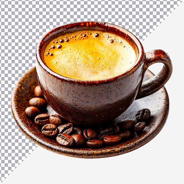 Une tasse de café avec une illustration de crème fouettée sur fond blanc