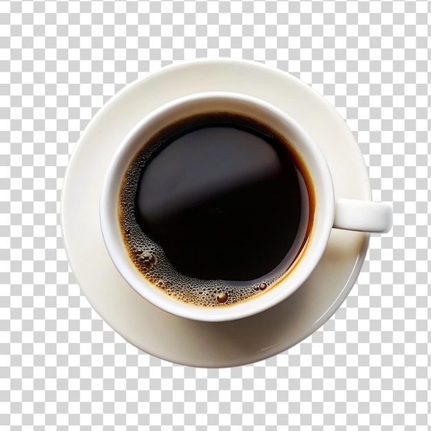 PSD une tasse de café noir isolée sur un fond transparent vue supérieure