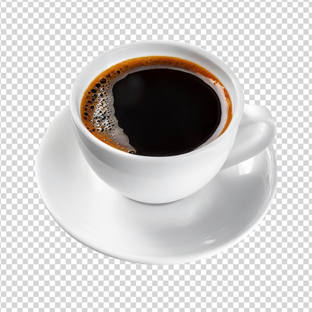 PSD une tasse de café noir isolée sur un fond transparent