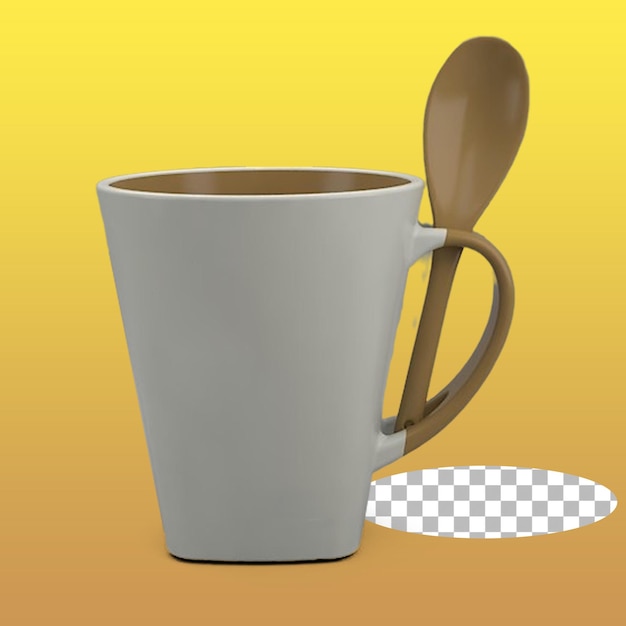 PSD une tasse de café vide avec un concept de cuillère en bois