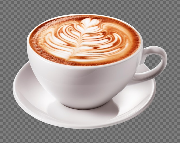 PSD tasse cappuccino-kaffee isoliert auf transparentem hintergrund