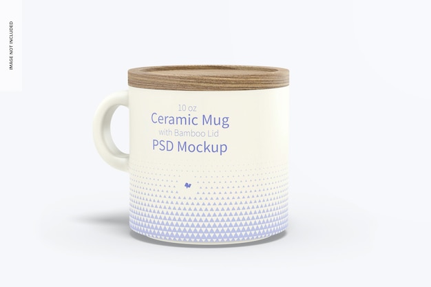 Tasse en céramique de 10 oz avec maquette de couvercle en bambou