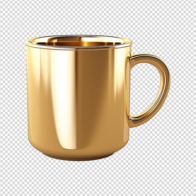 PSD une tasse dorée isolée sur un fond transparent png