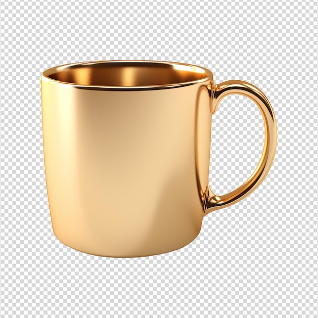 PSD une tasse dorée isolée sur un fond transparent png