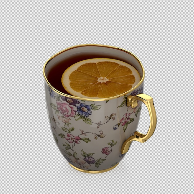 PSD tasse isométrique 3d rendu