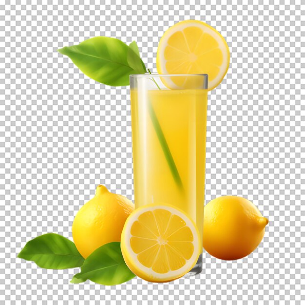 PSD une tasse de jus de citron avec des tranches de citron sur un fond transparent