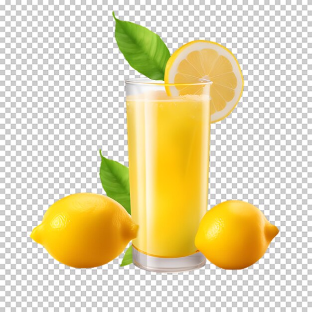 PSD une tasse de jus de citron avec des tranches de citron sur un fond transparent