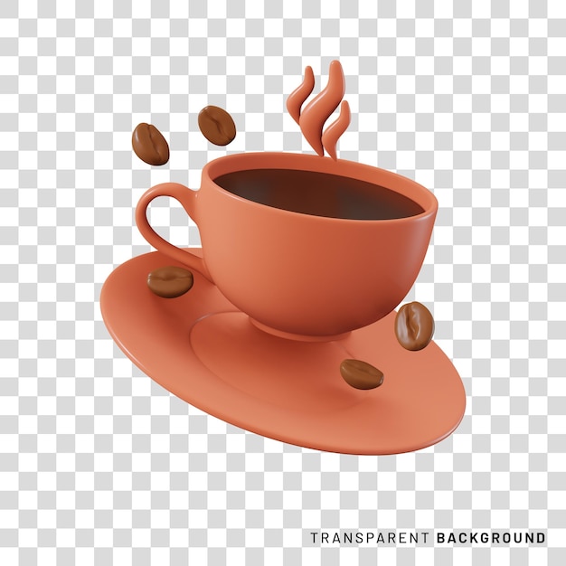 Tasse kaffee mit bohnen 3d-rendering