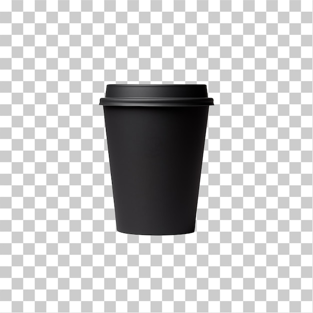 PSD une tasse de papier noir minimaliste élégante sur un fond transparent