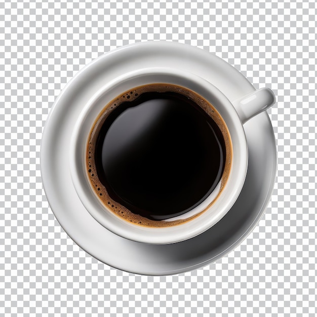 Tasse schwarzer Kaffee auf isolierter, transparenter Hintergrundfläche