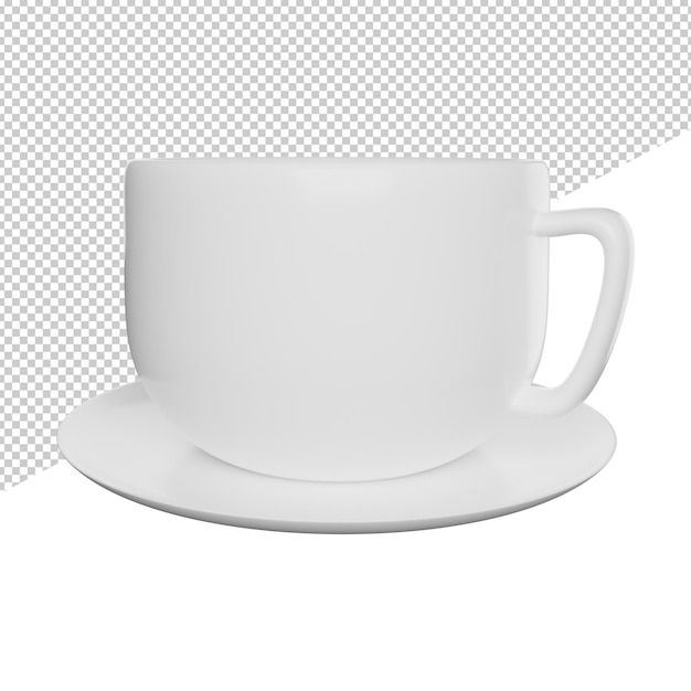 Tasse Tee trinkt Wasser Seitenansicht 3D-Rendering-Symbol Illustration auf transparentem Hintergrund