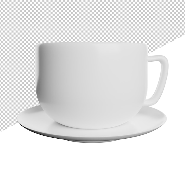 Tasse tee trinkt wasser vorderansicht 3d-rendering symbol illustration auf transparentem hintergrund