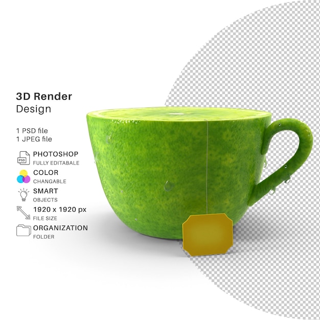 PSD tasse de thé au citron modélisation 3d fichier psd thé au citron réaliste