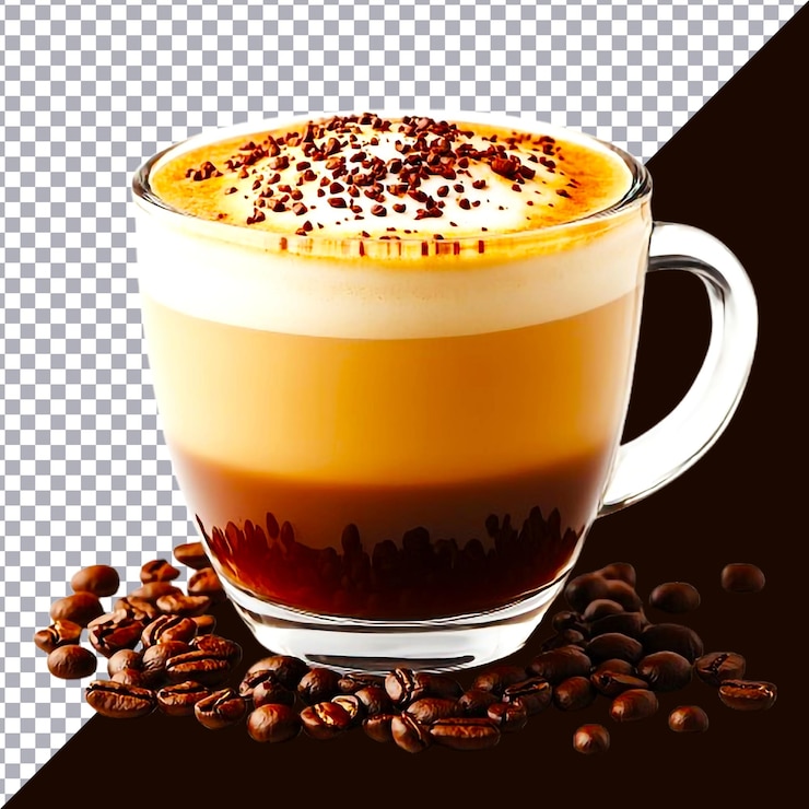 tasse de thé Latte isolée sur un fond blanc transparent