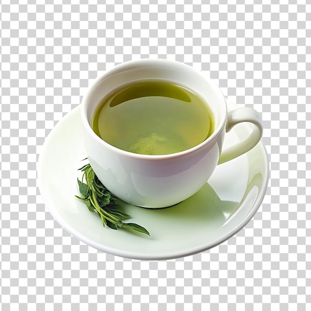 PSD une tasse de thé vert isolée sur un fond transparent