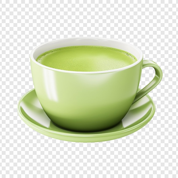 PSD une tasse de thé vert sucré isolée sur un fond transparent