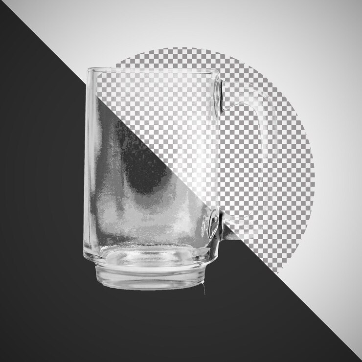 PSD tasse en verre transparent avec poignée