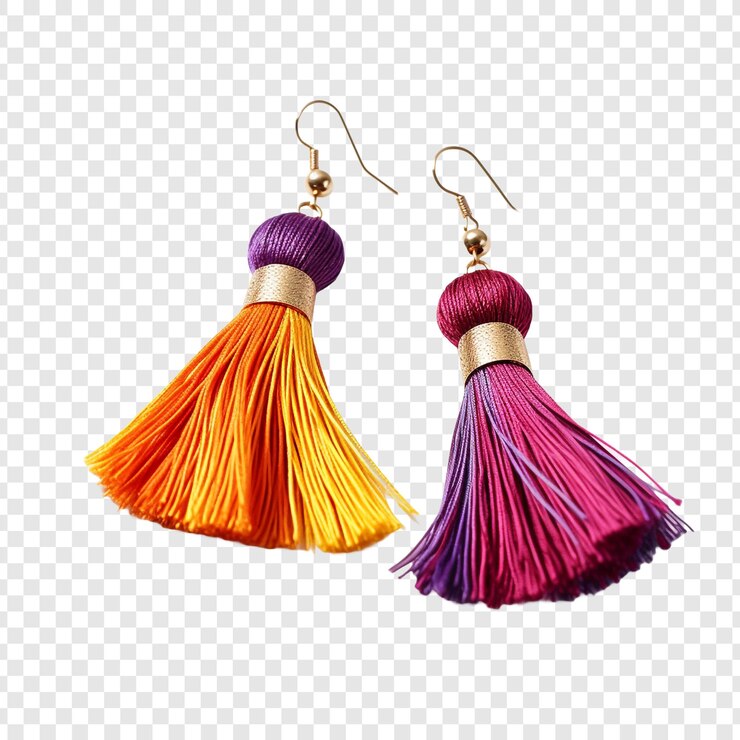 PSD tassel brincos de jóias isolados sobre fundo transparente