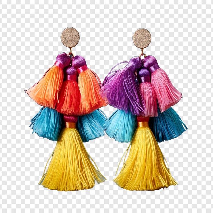 PSD tassel brincos de jóias isolados sobre fundo transparente