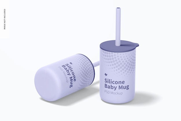 Tasses Pour Bébé En Silicone Avec Maquette De Couvercle, Perspective