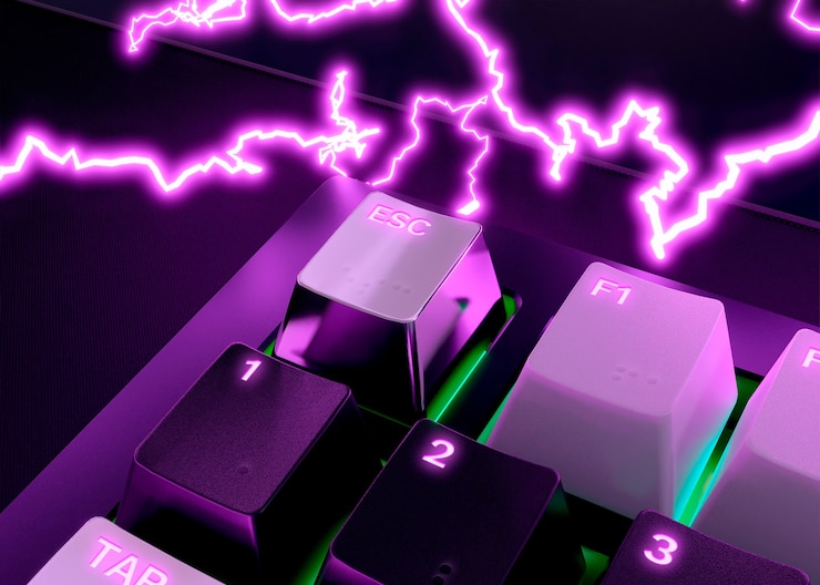 PSD tastaturtasten-attrappe mit neon-strombolzen