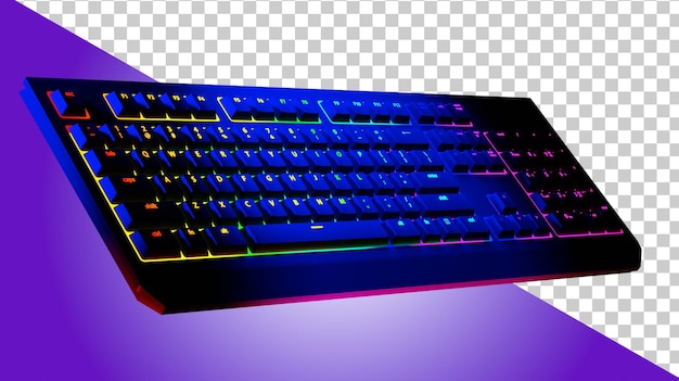 Tastiera da gioco con luce RGB Tastiera arcobaleno nel rendering 3d dell'aria