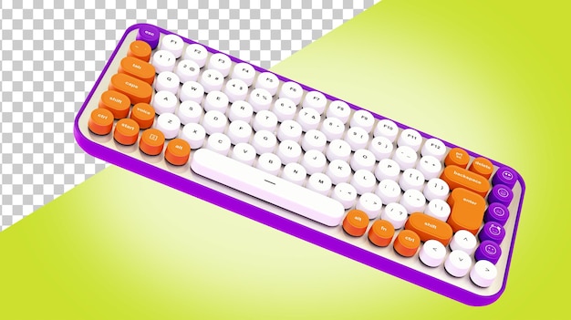 Tastiera moderna con tasti rotondi Tastiera colorata ed elegante Tastiera con emoticon rendering 3d