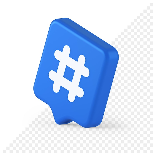 Tasto hashtag social network media comunicazione simbolo internet messaggio chiave icona fumetto 3d