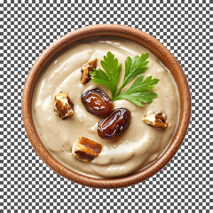 PSD tasty date e tahini dressing isolati su uno sfondo trasparente