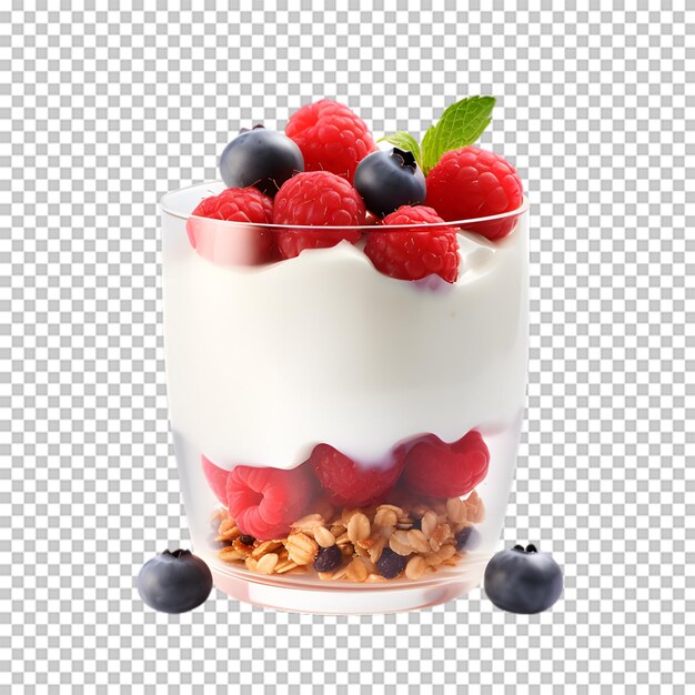 PSD tasty mix fruit yogurt bowl isolado em fundo transparente