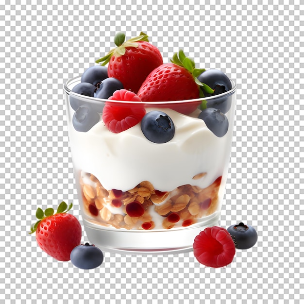 PSD tasty mix fruit yogurt bowl isolado em fundo transparente