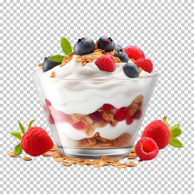 PSD tasty mix fruit yogurt bowl isolado em fundo transparente