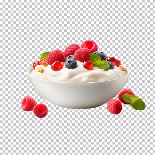 PSD tasty mix fruit yogurt bowl isolado em fundo transparente