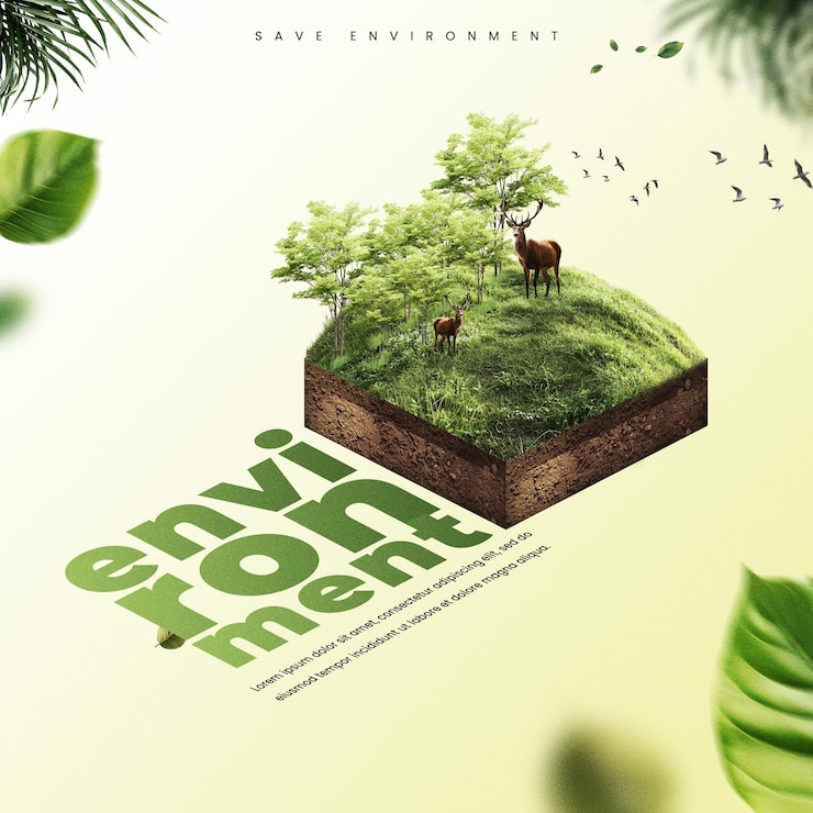 PSD tata letak poster eco untuk kampanye kesadaran hijau